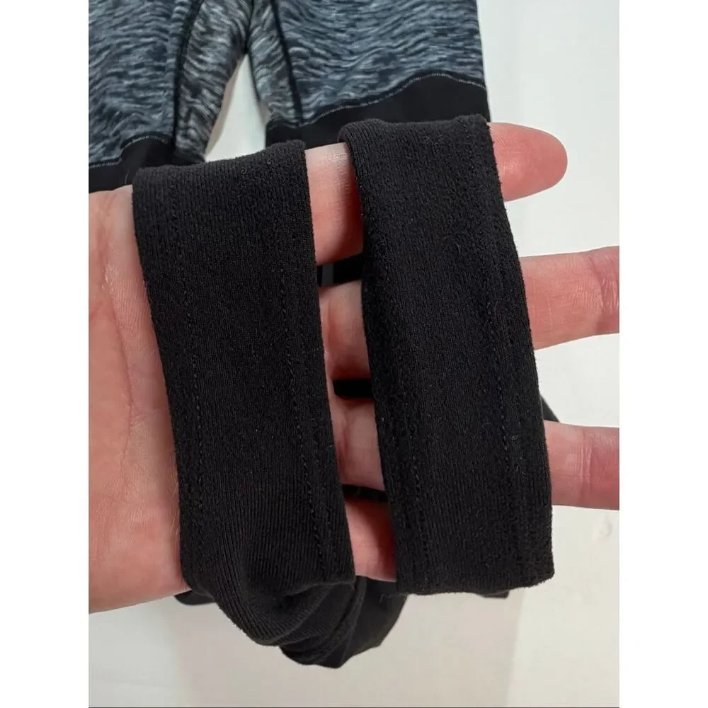 Lululemon Wunder Under Stirrup Leggings Dramatic Static Black White Size 6 EUC